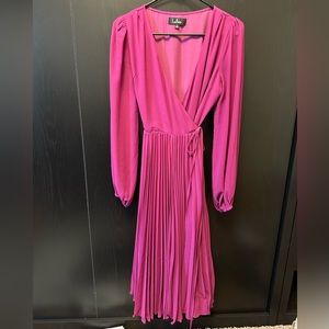 LULUS FUCHSIA MIDI WRAP DRESS S